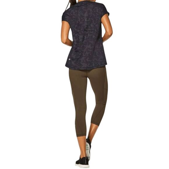 LULULEMON ATHLETICA Miles Ahead Short Sleeve (Camo) In Black Size Medium-Large - Picture 2 of 5